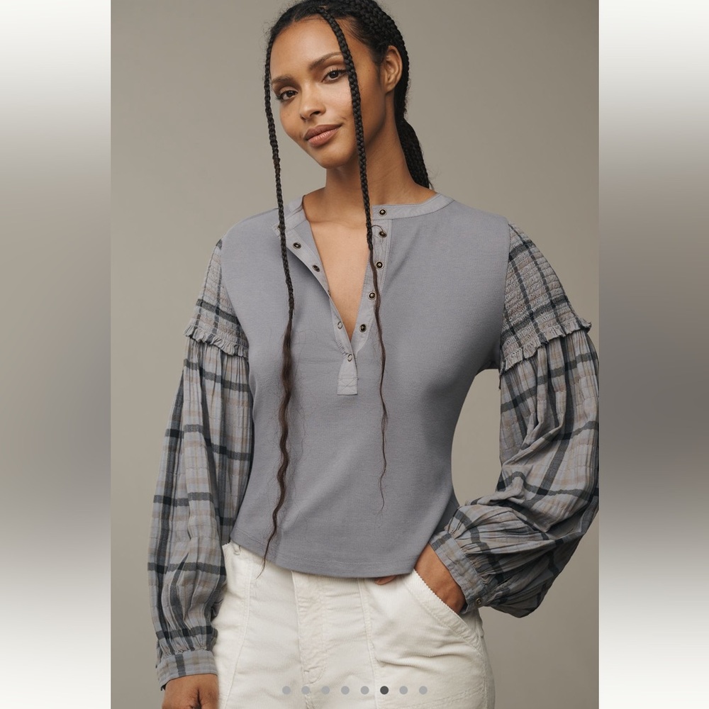 The Andie Ribbed Henley by Pilcro - Picture 6 of 8